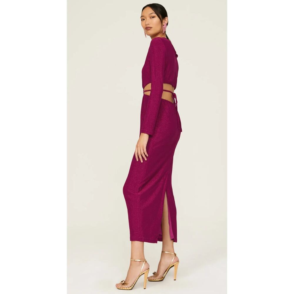 ML Monique Lhuillier Purple Metallic Knit Dress - Picture 3 of 12